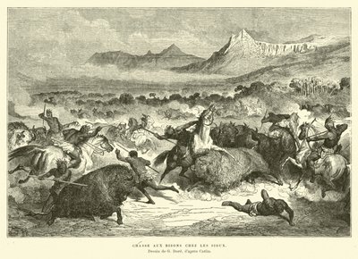 スーハンティングバッファロー 作： Gustave Dore